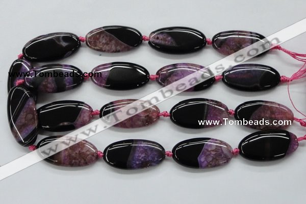 CAA448 15.5 inches 20*40mm oval agate druzy geode gemstone beads