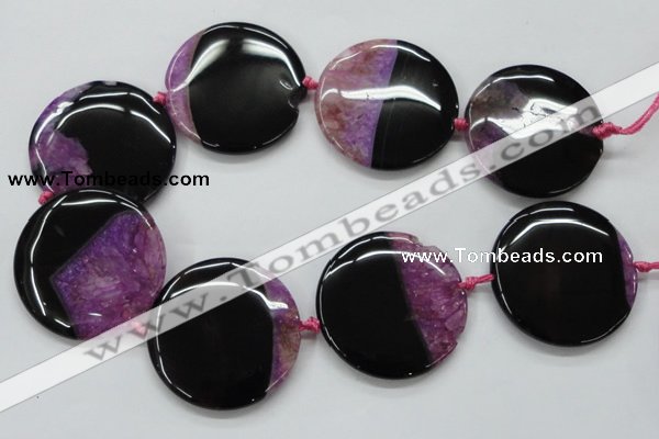 CAA449 15.5 inches 45mm flat round agate druzy geode  beads