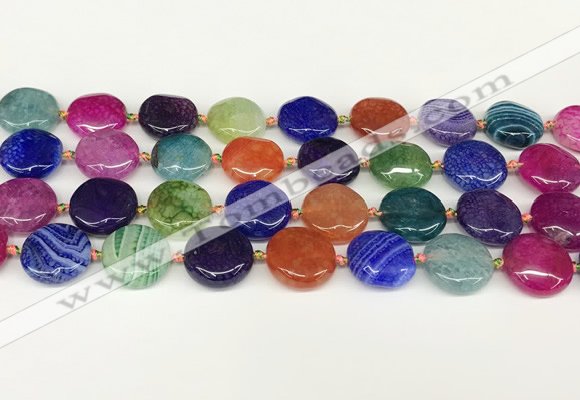 CAA4491 15.5 inches 18mm flat round dragon veins agate beads