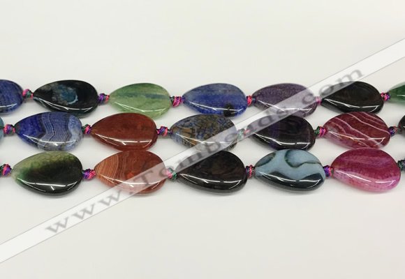 CAA4517 15.5 inches 18*25mm flat teardrop dragon veins agate beads