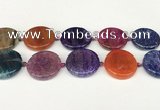 CAA4529 15.5 inches 30mm flat round dragon veins agate beads