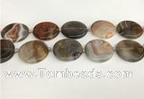 CAA4551 15.5 inches 30mm flat round banded agate beads wholesale