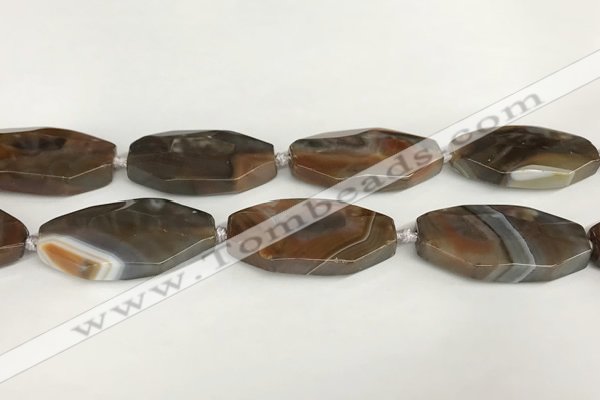 CAA4554 15.5 inches 22*42mm octagonal banded agate beads wholesale