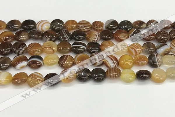 CAA4580 15.5 inches 10mm flat round banded agate beads wholesale