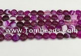 CAA4582 15.5 inches 10mm flat round banded agate beads wholesale