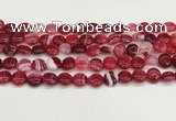 CAA4583 15.5 inches 10mm flat round banded agate beads wholesale