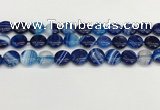 CAA4593 15.5 inches 12mm flat round banded agate beads wholesale