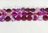 CAA4598 15.5 inches 14mm flat round banded agate beads wholesale