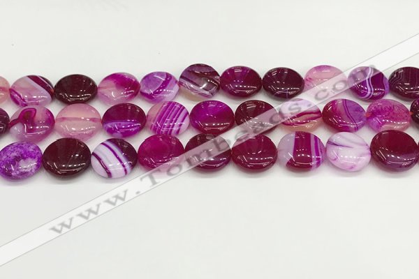 CAA4598 15.5 inches 14mm flat round banded agate beads wholesale