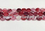 CAA4599 15.5 inches 14mm flat round banded agate beads wholesale