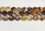 CAA4612 15.5 inches 18mm flat round banded agate beads wholesale