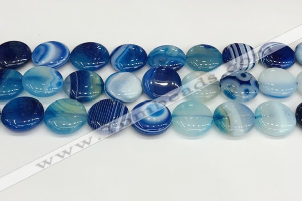 CAA4617 15.5 inches 18mm flat round banded agate beads wholesale