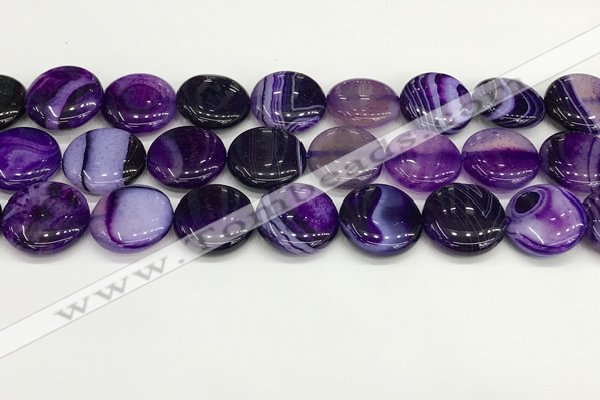 CAA4621 15.5 inches 20mm flat round banded agate beads wholesale