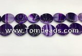 CAA4629 15.5 inches 25mm flat round banded agate beads wholesale