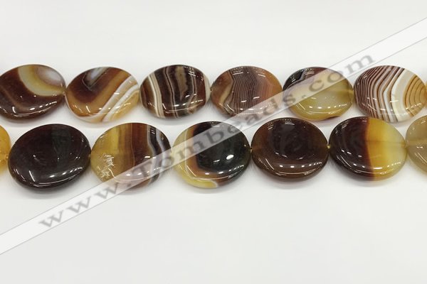 CAA4636 15.5 inches 30mm flat round banded agate beads wholesale