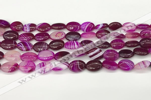 CAA4647 15.5 inches 10*14mm oval banded agate beads wholesale