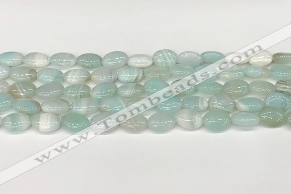 CAA4649 15.5 inches 10*14mm oval banded agate beads wholesale