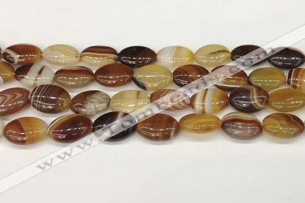 CAA4661 15.5 inches 13*18mm oval banded agate beads wholesale