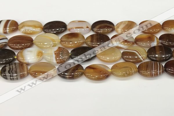 CAA4669 15.5 inches 15*20mm oval banded agate beads wholesale