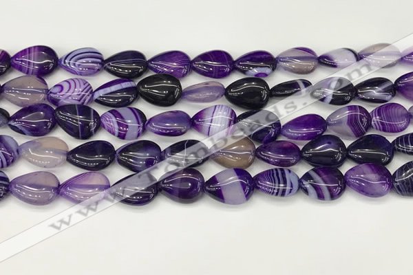 CAA4687 15.5 inches 10*14mm flat teardrop banded agate beads wholesale