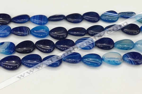 CAA4707 15.5 inches 13*18mm flat teardrop banded agate beads wholesale