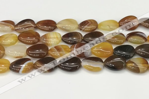 CAA4710 15.5 inches 15*20mm flat teardrop banded agate beads wholesale