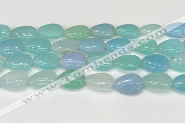 CAA4714 15.5 inches 15*20mm flat teardrop banded agate beads wholesale