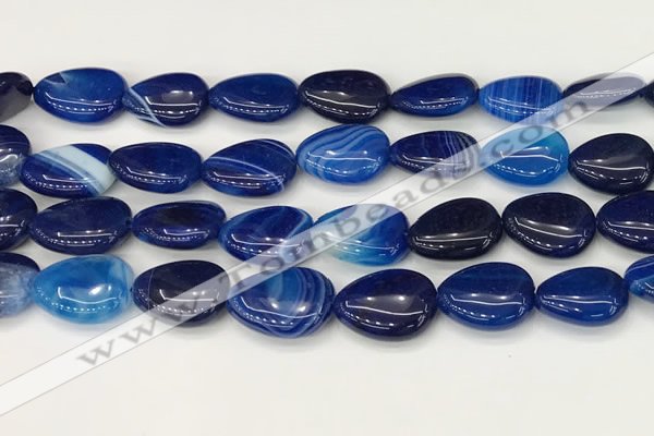 CAA4715 15.5 inches 15*20mm flat teardrop banded agate beads wholesale