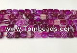 CAA4728 15.5 inches 10*10mm square banded agate beads wholesale