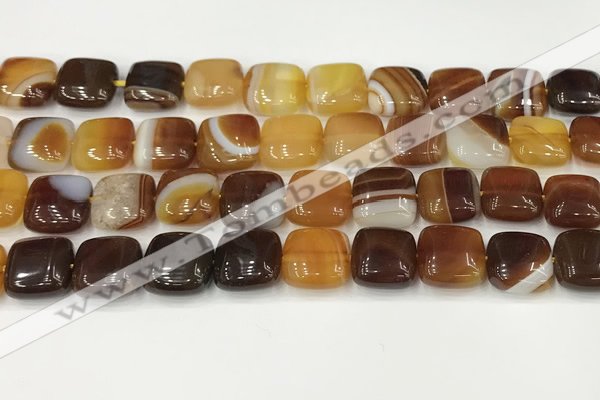 CAA4734 15.5 inches 12*12mm square banded agate beads wholesale