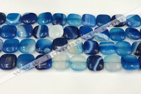 CAA4746 15.5 inches 14*14mm square banded agate beads wholesale