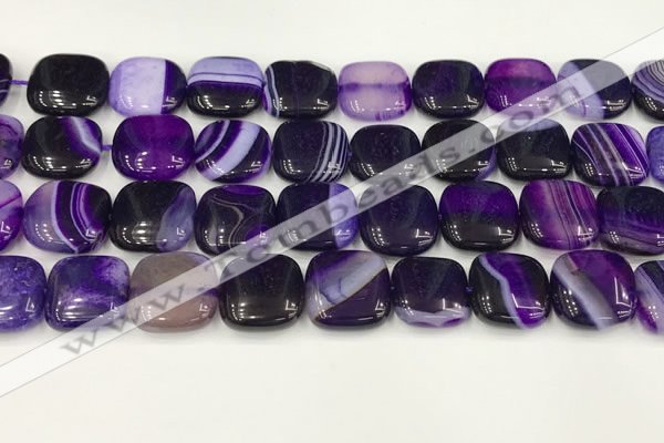 CAA4750 15.5 inches 16*16mm square banded agate beads wholesale