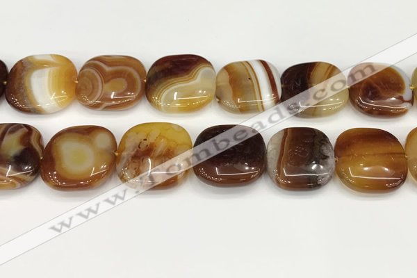 CAA4773 15.5 inches 25*25mm square banded agate beads wholesale