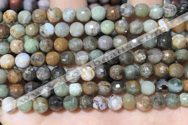 CAA4860 15.5 inches 6mm faceted round ocean agate beads