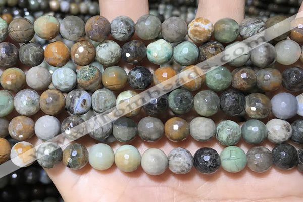 CAA4861 15.5 inches 8mm faceted round ocean agate beads