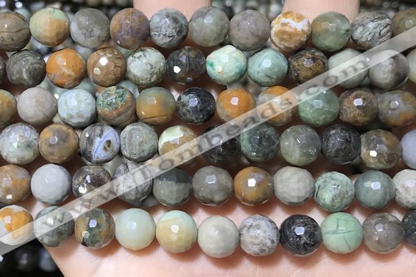 CAA4862 15.5 inches 10mm faceted round ocean agate beads