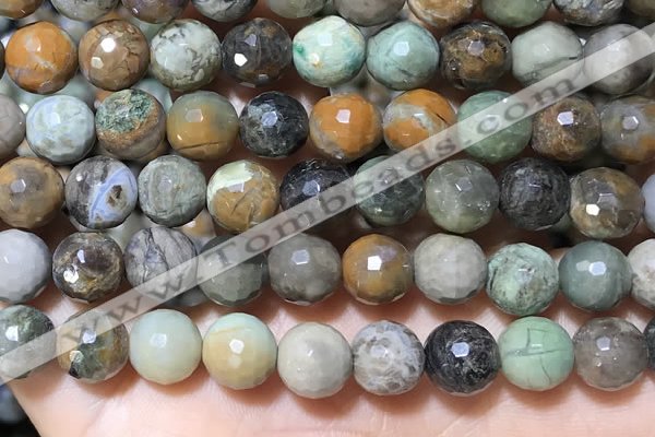 CAA4863 15.5 inches 12mm faceted round ocean agate beads