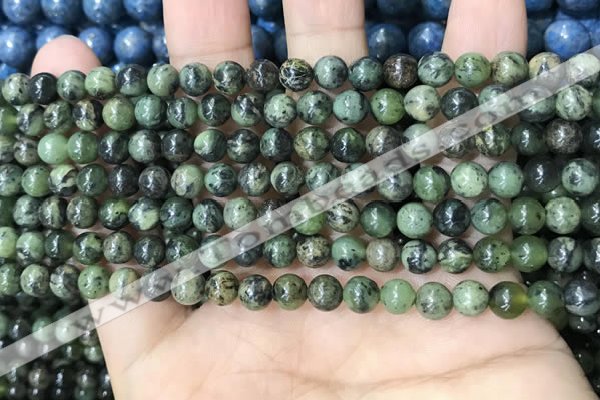 CAA4964 15.5 inches 4mm round green dendritic agate beads