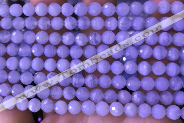 CAA5006 15.5 inches 6mm faceted round blue lace agate beads