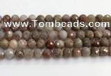 CAA5012 15.5 inches 10mm faceted round flower agate beads