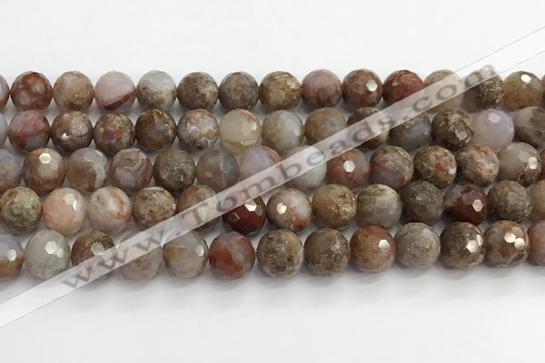 CAA5012 15.5 inches 10mm faceted round flower agate beads