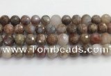 CAA5013 15.5 inches 12mm faceted round flower agate beads