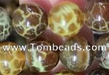 CAA5038 15.5 inches 8mm round yellow dragon veins agate beads