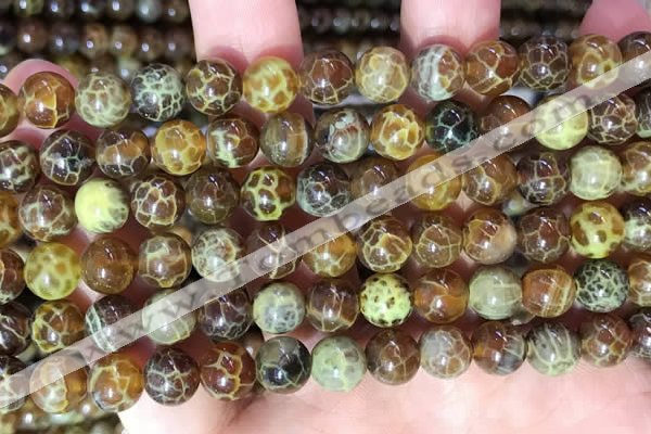 CAA5038 15.5 inches 8mm round yellow dragon veins agate beads