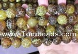 CAA5042 15.5 inches 16mm round yellow dragon veins agate beads