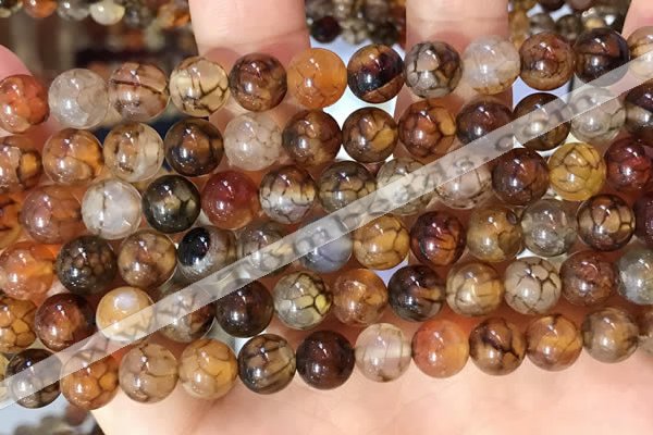 CAA5048 15.5 inches 8mm round dragon veins agate beads wholesale