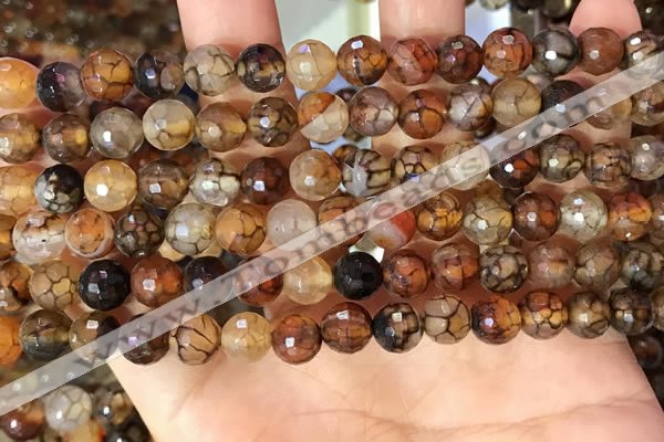 CAA5062 15.5 inches 6mm faceted round dragon veins agate beads