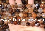 CAA5064 15.5 inches 10mm faceted round dragon veins agate beads