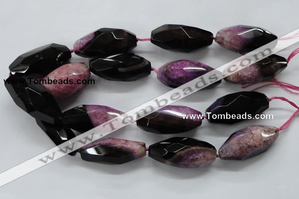 CAA508 15.5 inches 22*50mm faceted rice agate druzy geode beads
