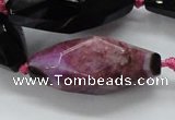 CAA511 15.5 inches 15*40mm faceted rice agate druzy geode beads